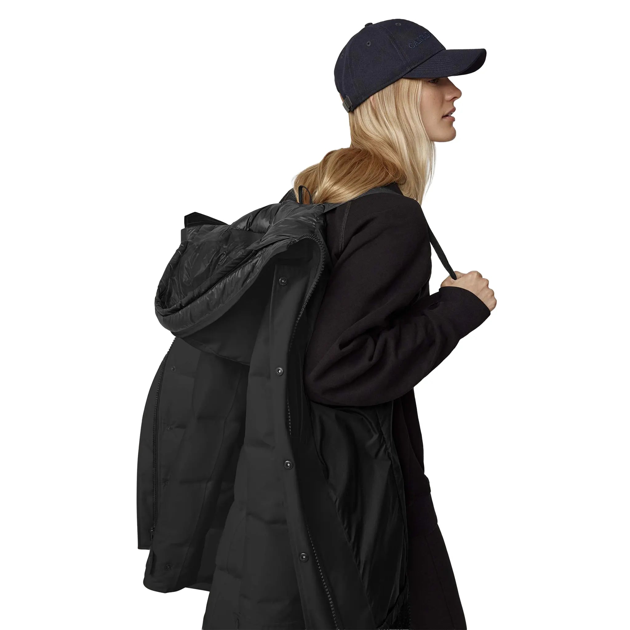 Detailed View of Canada Goose Shelburne Parka Black Jacket (W) 3802WB